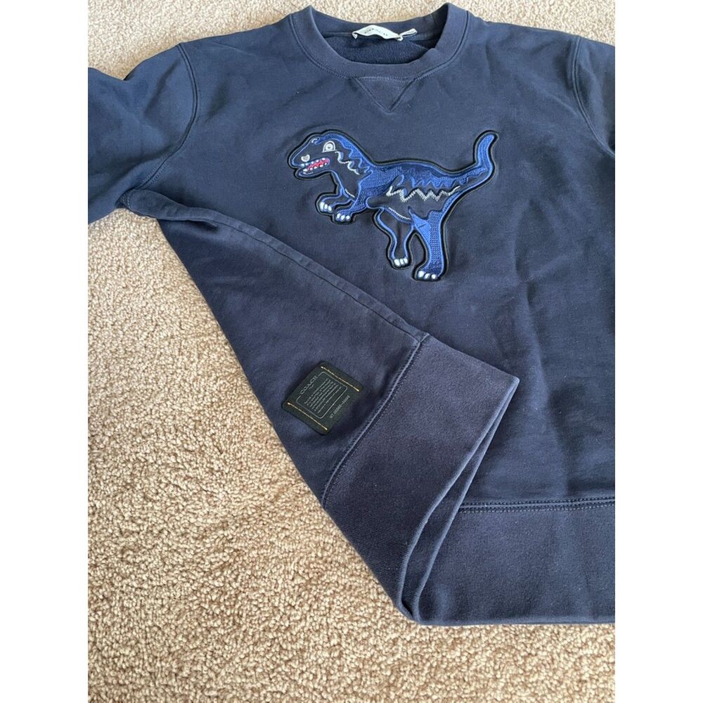 Coach 1941 Rexy Dinosaur Embroidered Crewneck Sweatshirt Navy Blue Size L